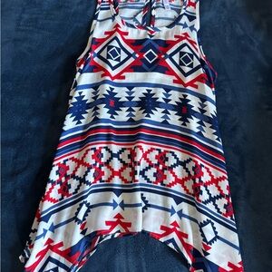 Xhilaration Geometric Print Tank Top - Red, Blue, White